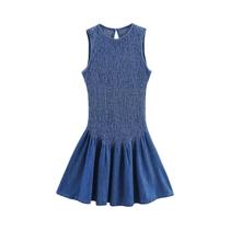 Vestido Curto Sem Mangas De Verão Para Mulheres Com Design Em Grade De Favo De Mel Tamanho Pequeno Vestido Curto Sem Mangas De Verão Para Mulheres Com Design Em Grade De Favo De Mel Tamanho Pequeno