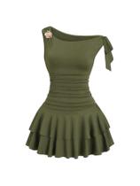 Vestido curto sem ombros e sem mangas Floerns verde-escuro Vestido curto sem ombros e sem mangas Floerns verde-escuro