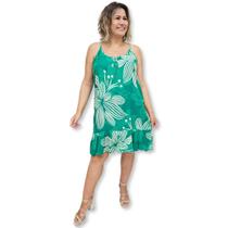 Vestido Curto Soltinho de Alça Viscose Estampado Moda verão