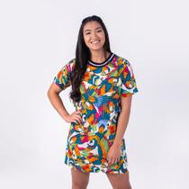 Vestido Curto T-Shirt Gola Ribana You Casual Estampado