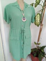 Vestido curto - tecido viscolinho - cor verde - Tamanho único Vestido curto - tecido viscolinho - cor verde - Tamanho único