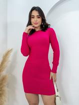 Vestido Curto Tricot Modal Manga Longa Com Escama