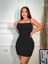 Vestido Curto Tubinho De Alça Trançado Nas Costas Sem Bojo