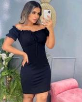 Vestido curto tubinho ombro a ombro justo com bojo Vestido curto tubinho ombro a ombro justo com bojo