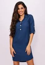 Vestido Curto Viscose Chemise Azul Marinho - GG - Veste do 46 ao 48