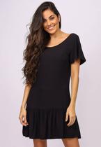 Vestido Curto Viscose Detalhe nas Costas Preto