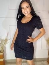 Vestido curtos manga princesa em malha suplex com forro