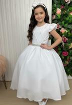 Vestido Dama de Honra branco Longo Luxo Formatura Apresentação Festas Ariane