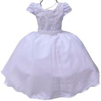 Vestido daminha luxo cinto em perolas busto bordado casamento p600