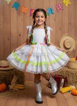 Vestido de Alça Infantil Luxo Junino Arraiá Caipira Noiva - Tamanho P, M e G
