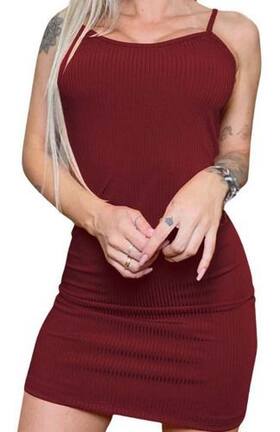 Vestido De Alça Regata Alcinha Curto Canelado Plus Size - JFA MODAS