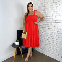 Vestido De Alcinha Acinturado Midi