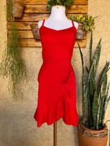 Vestido de alcinha vermelho com babado na barra e bojo tamanho único Vestido de alcinha vermelho com babado na barra e bojo tamanho único