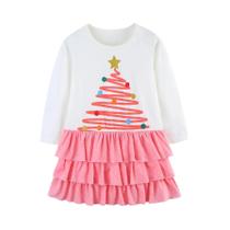 Vestido De Algodão De Manga Longa Para Meninas, Gola Redonda, Saia Plissada, Presente De Férias Ao Vestido De Algodão De Manga Longa Para Meninas, Gola Redonda, Saia Plissada, Presente De Férias Ao