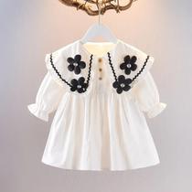 Vestido De Algodão Estilo Coreano Para Meninas Com Gola De Flor, Primavera E Outono, Vestido De Vestido De Algodão Estilo Coreano Para Meninas Com Gola De Flor, Primavera E Outono, Vestido De