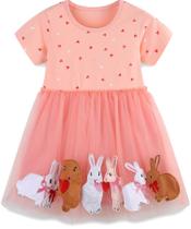 Vestido de algodão hongshilian com estampa de desenho animado para meninas 6T rosa