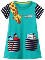 Vestido de algodão para meninas hongshilianas com estampa zoológica 5T Vestido de algodão para meninas hongshilianas com estampa zoológica 5T