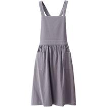 Vestido de avental de algodão lavado com alças de ombro para mulheres Vestido de avental de algodão lavado com alças de ombro para mulheres