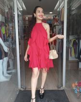 vestido de babado vermelho/ branco vestido de babado vermelho/ branco