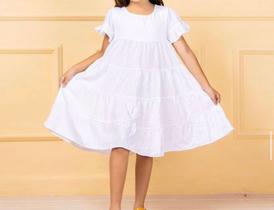 Vestido de babados C/ manga 100% algodão