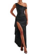 Vestido de baile Alphirkut DAMA 2024 Satin High Split Black Women Vestido de baile Alphirkut DAMA 2024 Satin High Split Black Women