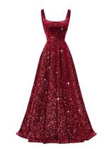 Vestido de baile Miao Duo Wine Red Sequin A Line Plus Size 24w