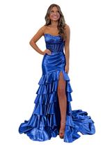 Vestido de baile Mollyevers 2025 sem alças sereia azul acetinado tamanho 12