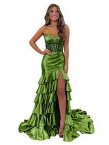 Vestido de baile Mollyevers, verde oliva, sereia, babado, 2025