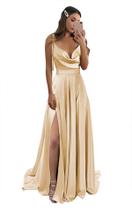 Vestido de baile Monvelli Gold Satin Spaghetti Strap Plus Size 20W Vestido de baile Monvelli Gold Satin Spaghetti Strap Plus Size 20W