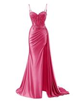 Vestido de baile RUMUGUYA Mermaid Lace Appliques: cetim, rosa quente