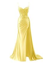 Vestido de baile RUMUGUYA Modest Long Spaghetti Straps, apliques de renda