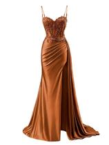 Vestido de baile RUMUGUYA Modest Long Spaghetti Straps, apliques de renda