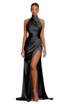 Vestido de baile Yilis Black Satin 2025 Halter Long com tamanho dividido 14 Vestido de baile Yilis Black Satin 2025 Halter Long com tamanho dividido 14