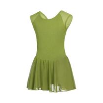 Vestido De Balé Sem Mangas Para Meninas, Malha De Dança De Algodão Com Saia De Chiffon, Vestido De