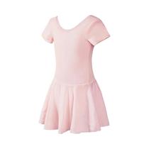 Vestido De Ballet De Manga Curta Para Meninas, Leotardo Para Crianças Com Forro E Saia