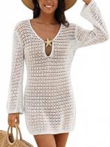 Vestido de banho CUPSHE de crochê de manga comprida branco L Vestido de banho CUPSHE de crochê de manga comprida branco L