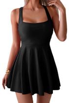 Vestido de banho feminino B2prity Tummy Control, cobertura total, preto Vestido de banho feminino B2prity Tummy Control, cobertura total, preto