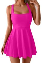 Vestido de banho feminino B2prity Tummy Control, cobertura total, rosa choque Vestido de banho feminino B2prity Tummy Control, cobertura total, rosa choque
