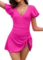 Vestido de banho feminino Eagerbuy, roupa de banho com babados para controle de barriga Vestido de banho feminino Eagerbuy, roupa de banho com babados para controle de barriga