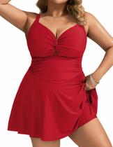 Vestido de banho feminino Hanna Nikole tamanho grande vermelho 22Plus Vestido de banho feminino Hanna Nikole tamanho grande vermelho 22Plus