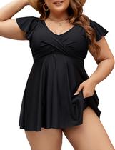 Vestido de banho feminino Tankini Edelqual, tamanho grande, preto Vestido de banho feminino Tankini Edelqual, tamanho grande, preto