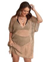 Vestido de banho SOLY HUX feminino plus size 3GG, damasco Vestido de banho SOLY HUX feminino plus size 3GG, damasco