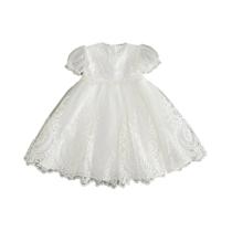 Vestido De Batismo Para Bebê Menina Branco Bordado Com Saia Longa De Tule, Vestido Cerimonial De