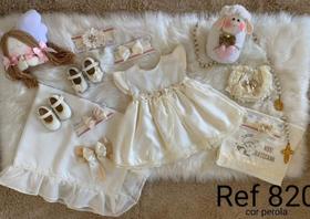 Vestido de batizado cor perola