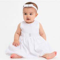 Vestido de Batizado Para Bebê Menina com Faixa de Cabelo Manu