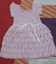 Vestido de Bebê 6-9 meses Crochê Vestido de Bebê 6-9 meses Crochê