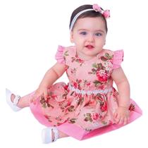 Vestido de bebê amore com tiara 100% algodão - amore Vestido de bebê amore com tiara 100% algodão - amore