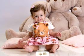 Vestido De Bebê C/Body Cotton Ursa Upi Uli