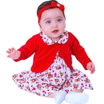 Vestido de bebê com bolero e tiara 100% Algodão - Laura