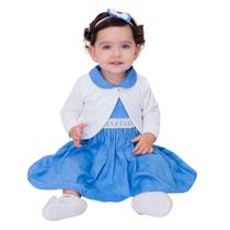 Vestido de bebê com bolero e tiara 100% Algodão - Mundo Nina - Helena